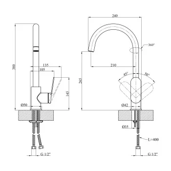 Змішувач для кухні Kroner Element 211512B-0101