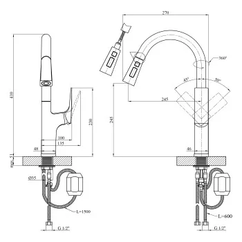 Смеситель для кухни Kroner KRP Vog - GRP030-T