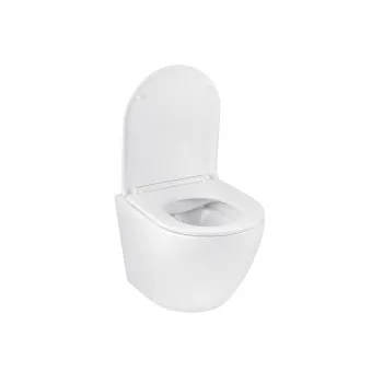 Унітаз підвісний безобідковий Kroner Harz WHI493736 RIMLESS з сидінням Slim Duroplast / Soft-close / Quick relase (KH493736WHIR)
