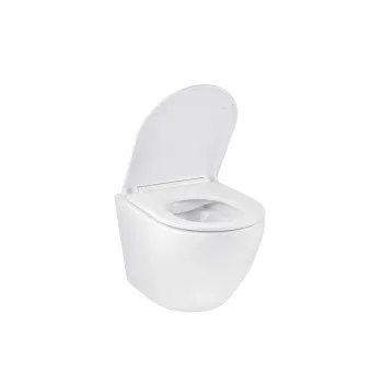 Унітаз підвісний безобідковий Kroner Harz WHI493736 RIMLESS з сидінням Slim Duroplast / Soft-close / Quick relase (KH493736WHIR)