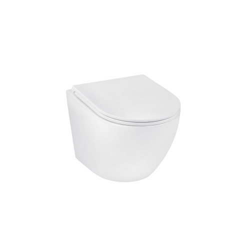 Унітаз підвісний безобідковий Kroner Harz WHI493736 RIMLESS з сидінням Slim Duroplast / Soft-close / Quick relase (KH493736WHIR)