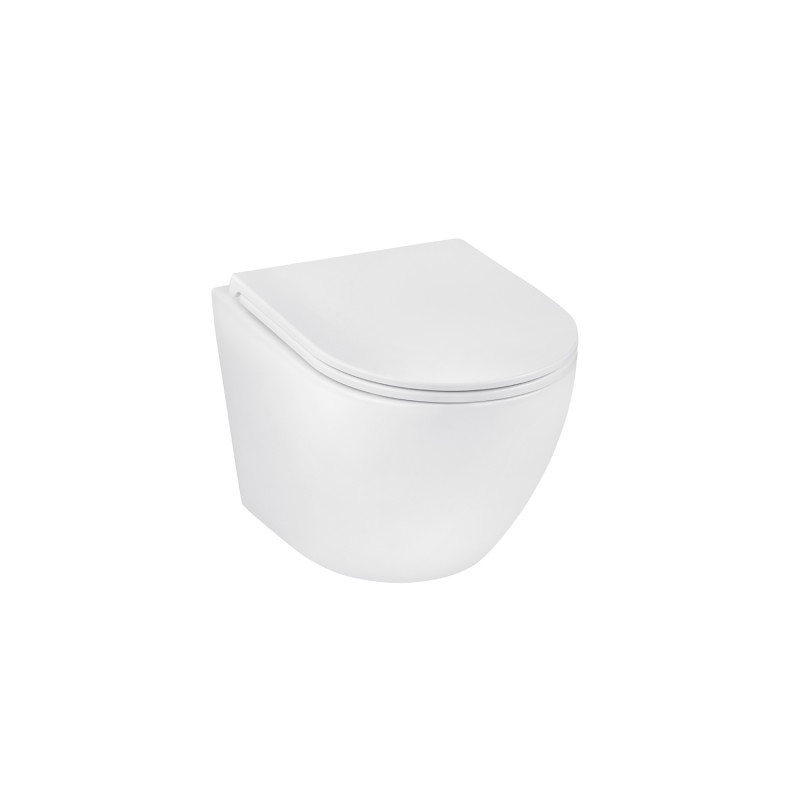 Унітаз підвісний безобідковий Kroner Harz WHI493736 RIMLESS з сидінням Slim Duroplast / Soft-close / Quick relase (KH493736WHIR)