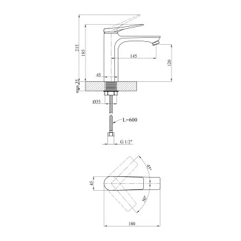 Смеситель для раковины Kroner KRP Terra - GRP010
