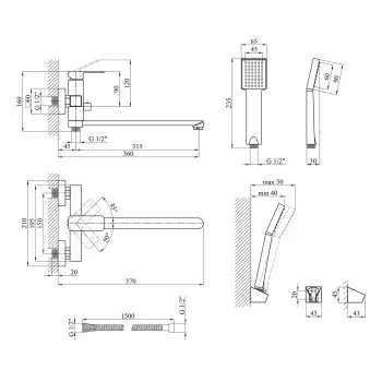 Смеситель для ванны Kroner KRM Ems - C070