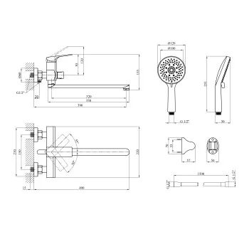Смеситель для ванны Kroner KRP Vog - GRP070