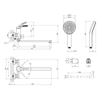 Смеситель для ванны Kroner KRP Axis Line-C070