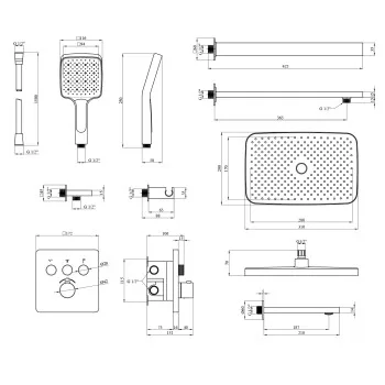 Душевая система скрытого монтажа термостатическая Kroner Element Thermo 211462-5301