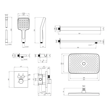 Душевая система скрытого монтажа термостатическая Kroner Element Thermo 211461-3801