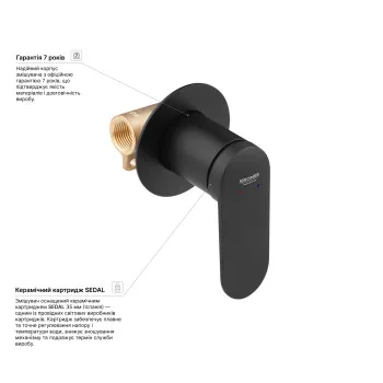 Смеситель скрытого монтажа для душа Kroner Element 211433-3801