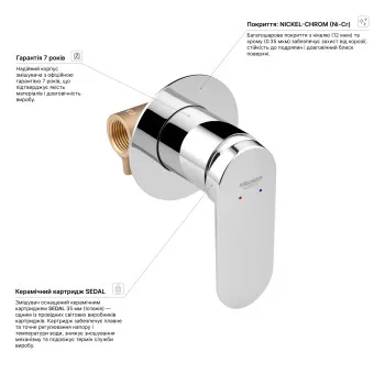 Смеситель скрытого монтажа для душа Kroner Element 211433-0101