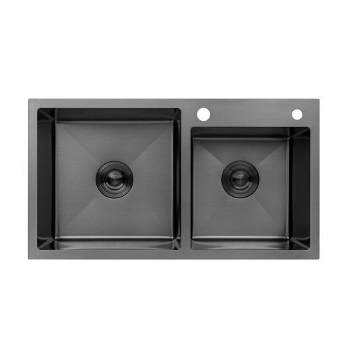 Кухонна мийка Kroner KRP Schwarze - 7843ZHM PVD (3.0/1.0 мм)
