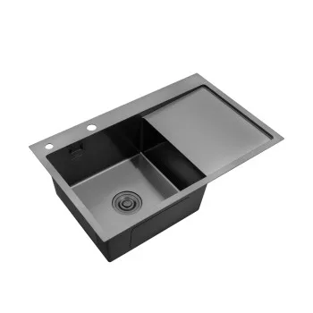 Кухонна мийка Kroner KRP Schwarze - 7849LHM PVD (3.0/1.0 мм)