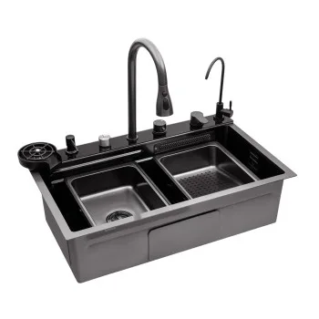 Кухонна мийка Kroner KRP Schwarze - SET7545F4HM PVD (3.0/0.8 мм)