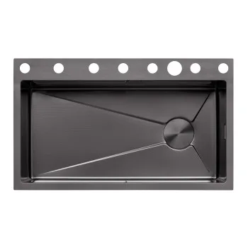 Кухонна мийка Kroner KRP Schwarze - SET7545F4HM PVD (3.0/0.8 мм)
