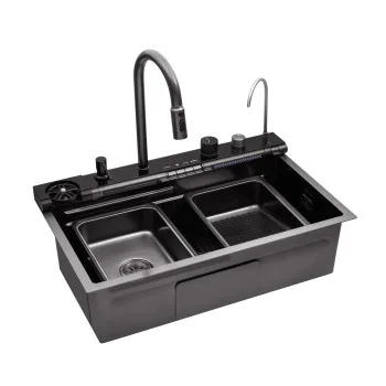 Кухонна мийка Kroner KRP Schwarze - SET7545F3HM PVD (3.0/0.8 мм)