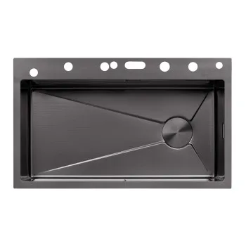 Кухонна мийка Kroner KRP Schwarze - SET7545F3HM PVD (3.0/0.8 мм)