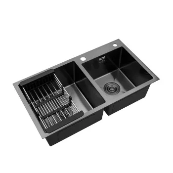 Кухонна мийка Kroner KRP Schwarze - 7843ZHM PVD (3.0/1.0 мм)
