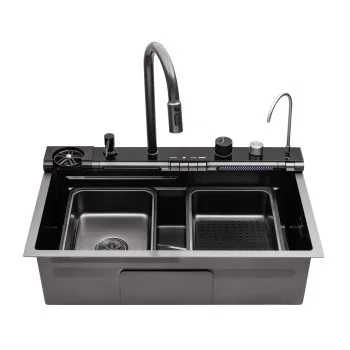 Кухонна мийка Kroner KRP Schwarze - SET7545F3HM PVD (3.0/0.8 мм)