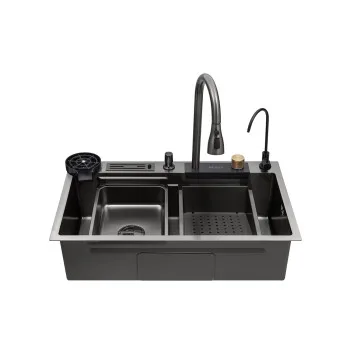 Кухонна мийка Kroner KRP Schwarze - SET7545NB PVD (3.0/0.8 мм)