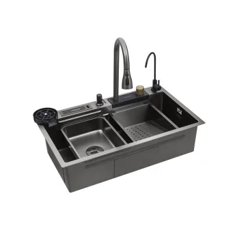 Кухонна мийка Kroner KRP Schwarze - SET7545NB PVD (3.0/0.8 мм)