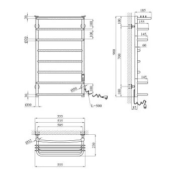 Полотенцесушитель электрический Kroner KRP Stern ER900x500-8