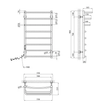Полотенцесушитель электрический Kroner KRP Prima EL900x500-8