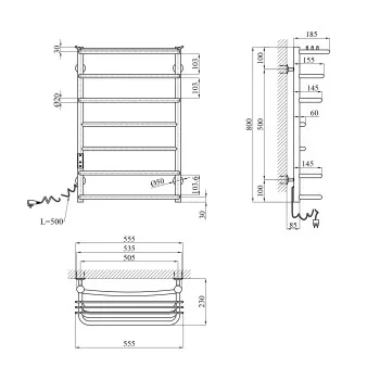 Полотенцесушитель электрический Kroner KRP Stern EL800x500-7