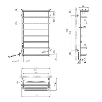 Полотенцесушитель электрический Kroner KRP Stern EL900x500-8