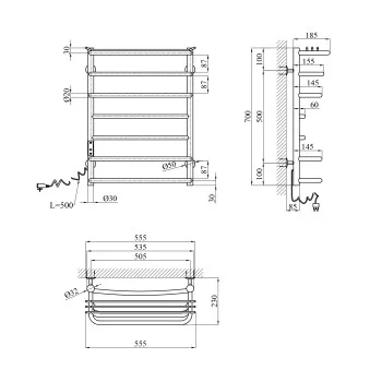 Полотенцесушитель электрический Kroner KRP Stern EL700x500-7