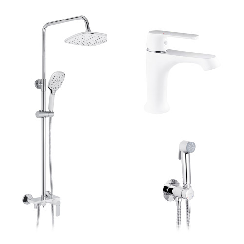 Набор 3 в 1 душевая система Kroner Armada-W063 + смеситель Armada-W010 + смеситель Bidet-C082