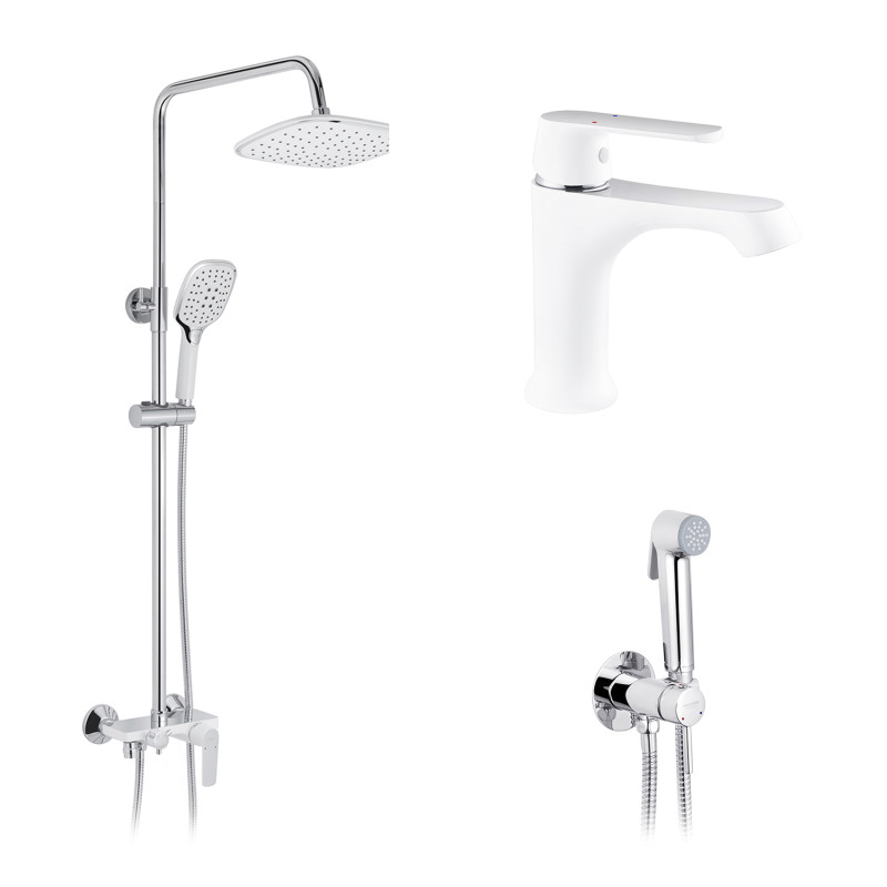 Набор 3 в 1 душова система Kroner Armada-W063 + змішувач Armada-W010 + змішувач Bidet-C082