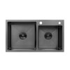 Комплект кухонная мойка Kroner Schwarze-7843ZHM PVD + смеситель Edelstahl Klassisch-PVD03817BLK + дозатор Spender-026