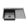 Комплект кухонна мийка Kroner Schwarze-7849LHM PVD + змішувач Edelstahl Klassisch-SCH035PVD + дозатор Spender-026