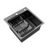 Комплект кухонна мийка Kroner Schwarze-4545HM PVD + змішувач Edelstahl Klassisch-SCH035PVD + дозатор Spender-026