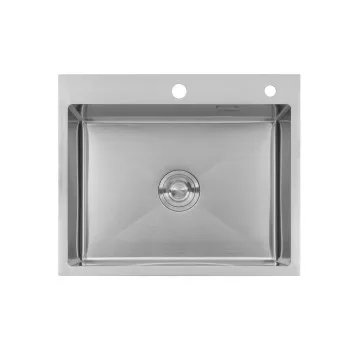 Комплект кухонна мийка Kroner Gebürstet-6050HM + змішувач Klassisch-ESG03817BLK+ дозатор Spender-016