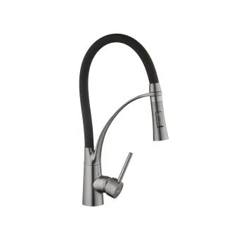 Комплект кухонная мойка Kroner Schwarze-5050HM PVD + смеситель Ersel-GRP03393BLK + дозатор Spender-026