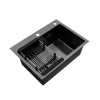 Комплект кухонная мойка Kroner Schwarze-5843HM PVD + смеситель Edelstahl Klassisch-SCH035PVD + дозатор Spender-026