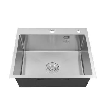 Комплект кухонна мийка Kroner Gebürstet-6050HM + змішувач Klassisch-ESG03817BLK+ дозатор Spender-016
