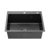 Комплект кухонная мойка Kroner Schwarze-6050HM PVD + смеситель Ersel - GRP03393BLK + дозатор Spender-026