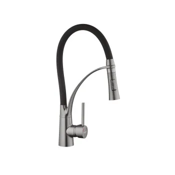 Комплект кухонная мойка Kroner Schwarze-5050HM PVD + смеситель Ersel-GRP03393BLK + дозатор Spender-026