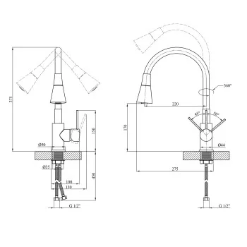 Комплект кухонная мойка Kroner Gebürstet-6050HM + смеситель Küche-C031BLK + дозатор Spender-016