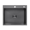 Комплект кухонная мойка Kroner Schwarze-6050HM PVD + смеситель Ersel - GRP03393BLK + дозатор Spender-026