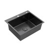 Комплект кухонная мойка Kroner Schwarze-6050HM PVD + смеситель Ersel - GRP03393BLK + дозатор Spender-026