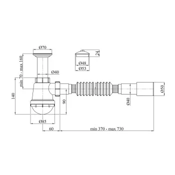 Сифон для раковины Kroner KRP - TB01 1 1/2