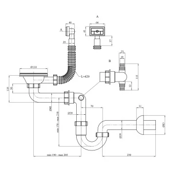 Сифон для кухонної мийки Kroner KRP Siphon - 010 3 1/2