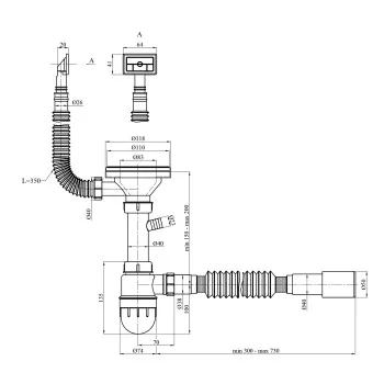 Сифон для кухонної мийки Kroner KRP Siphon - 011 3 1/2